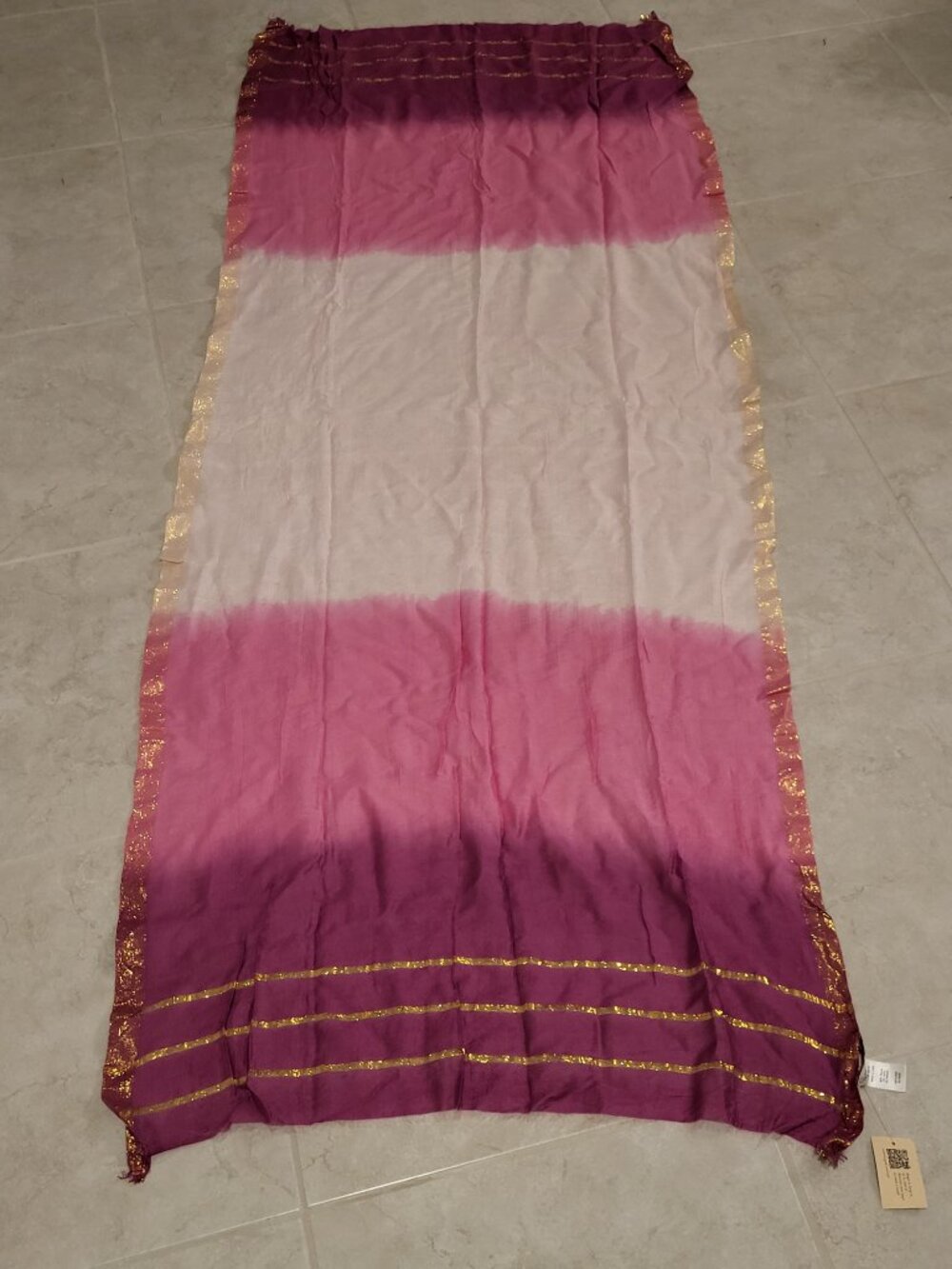 Vintage Coldwater Creek Ombre Scarf - Pink Purple Cream Gold Accents